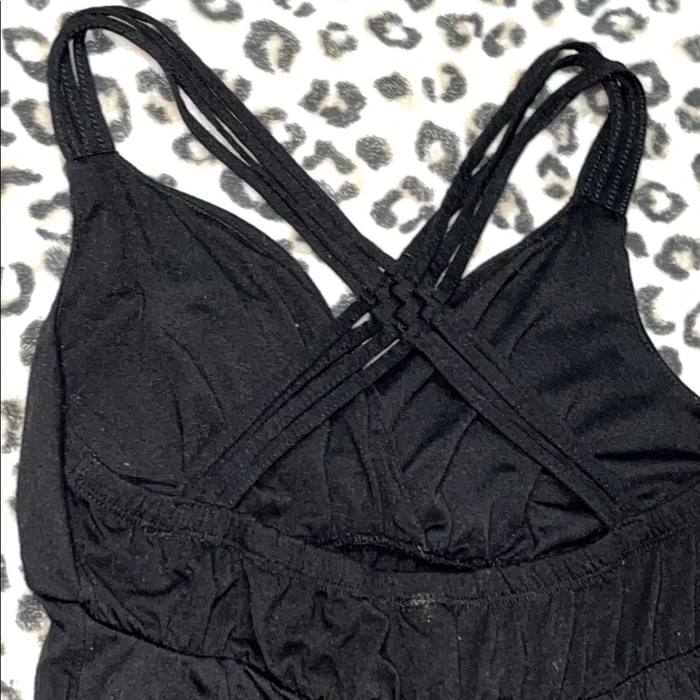Criss Crossed Spaghetti Strap Black Maxi Dress - Picture 7 of 12